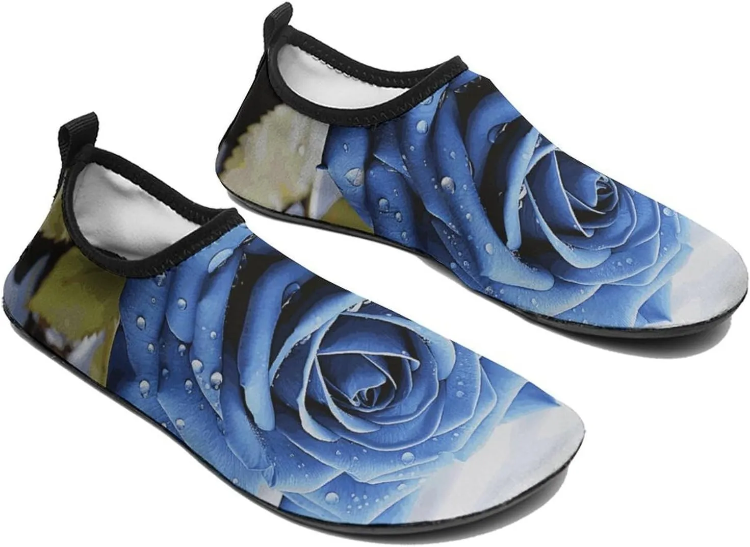 Water Shoes for Women Men Romantic Blue Rose Water Sports Shoes Slip-on Breathable Lightweight Athletic Aqua Sock