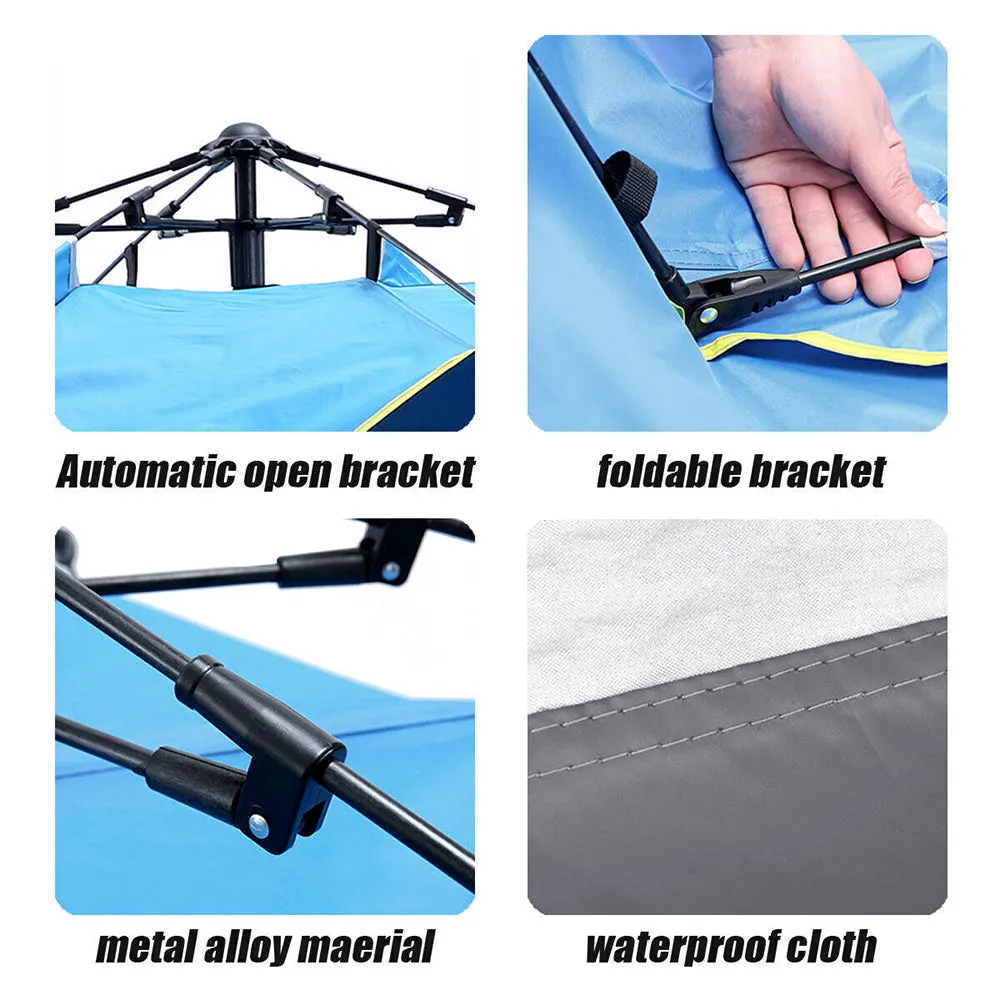 Waterproof Automatic Camping Tent 3-4 Person Come with Moisture Proof Pad(Blue)-WA_Rural
