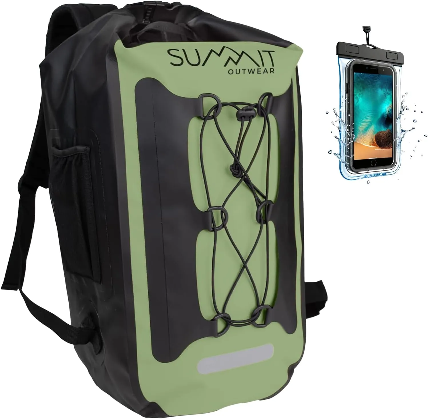 Waterproof Backpack –Dry Bag with Roll Top Closure – Hiking Backpack – Dry Sack for Kayaking (Leaf Green, 25 Liter)