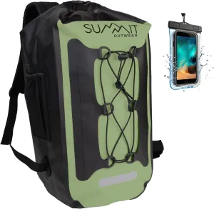 Waterproof Backpack –Dry Bag with Roll Top Closure – Hiking Backpack – Dry Sack for Kayaking (Leaf Green, 25 Liter)