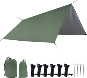 Waterproof Camping Tarp, Hammock Rain Anti Sun Shelter Outdoor Camping Tent Tarp Windproof Snowproof for Outdoor Backpacking Hiking (Color : Green, Size : 300 * 300cm)