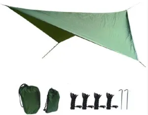 Waterproof Camping Tarp, Lightweight Hammock Rain Fly Sunshade for Camping, Hiking and Outdoor Activities (Color : Green, Size : 360 * 290cm)