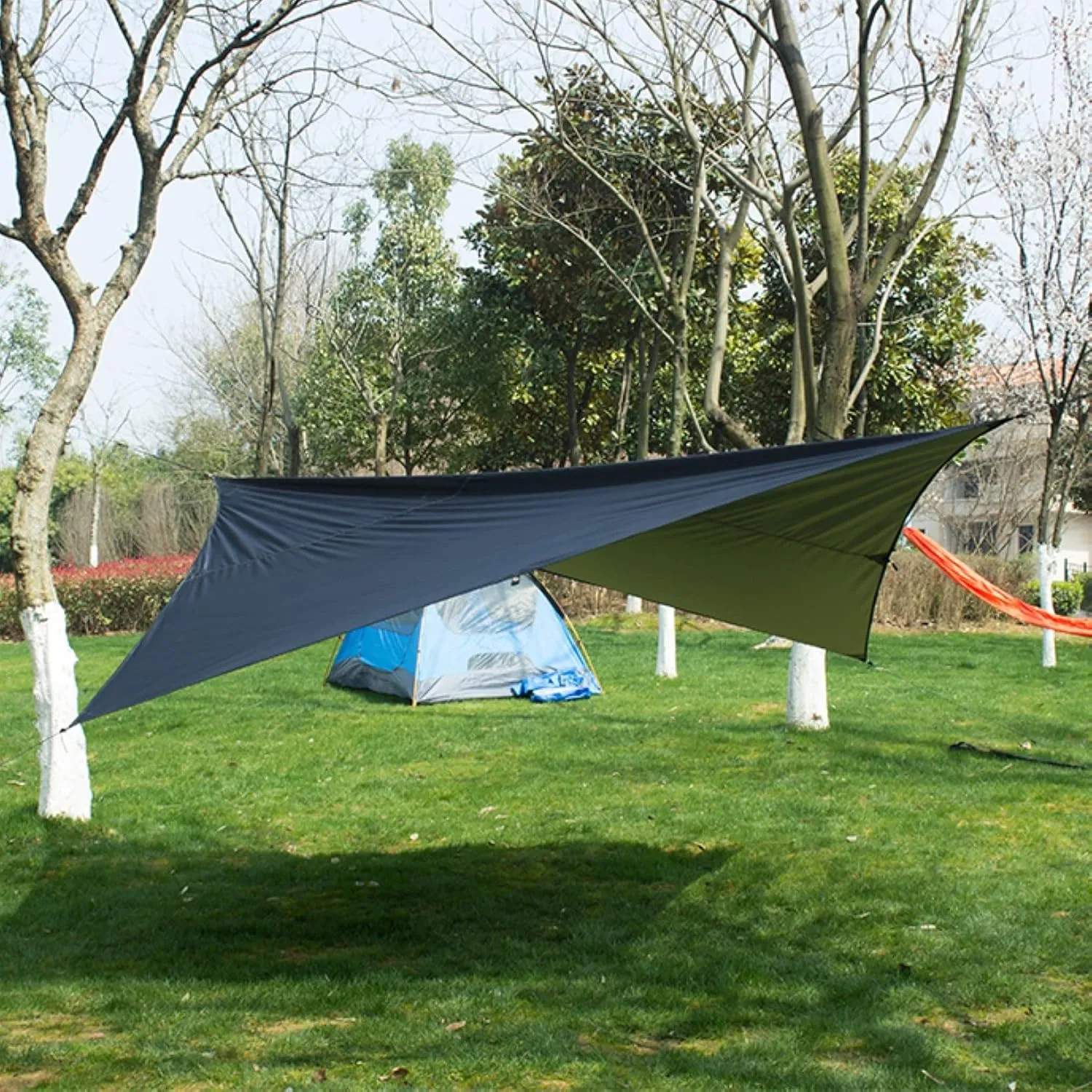 Waterproof Hammock RAIN Fly,Portable Large Rain Tarp Fast Set Up,Hammock Camping Essential (Color : Green, Size : 290 * 290cm)