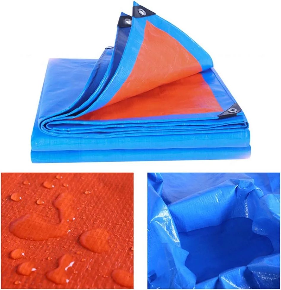 Waterproof Lightweight Tarpaulin Cover Ground Sheet Cover Heavy Duty Tarp Camping Sheet with Eyelets, for Canopy Tent Garden Pool Truck,Blue,3x3m (Blue 8x15m)