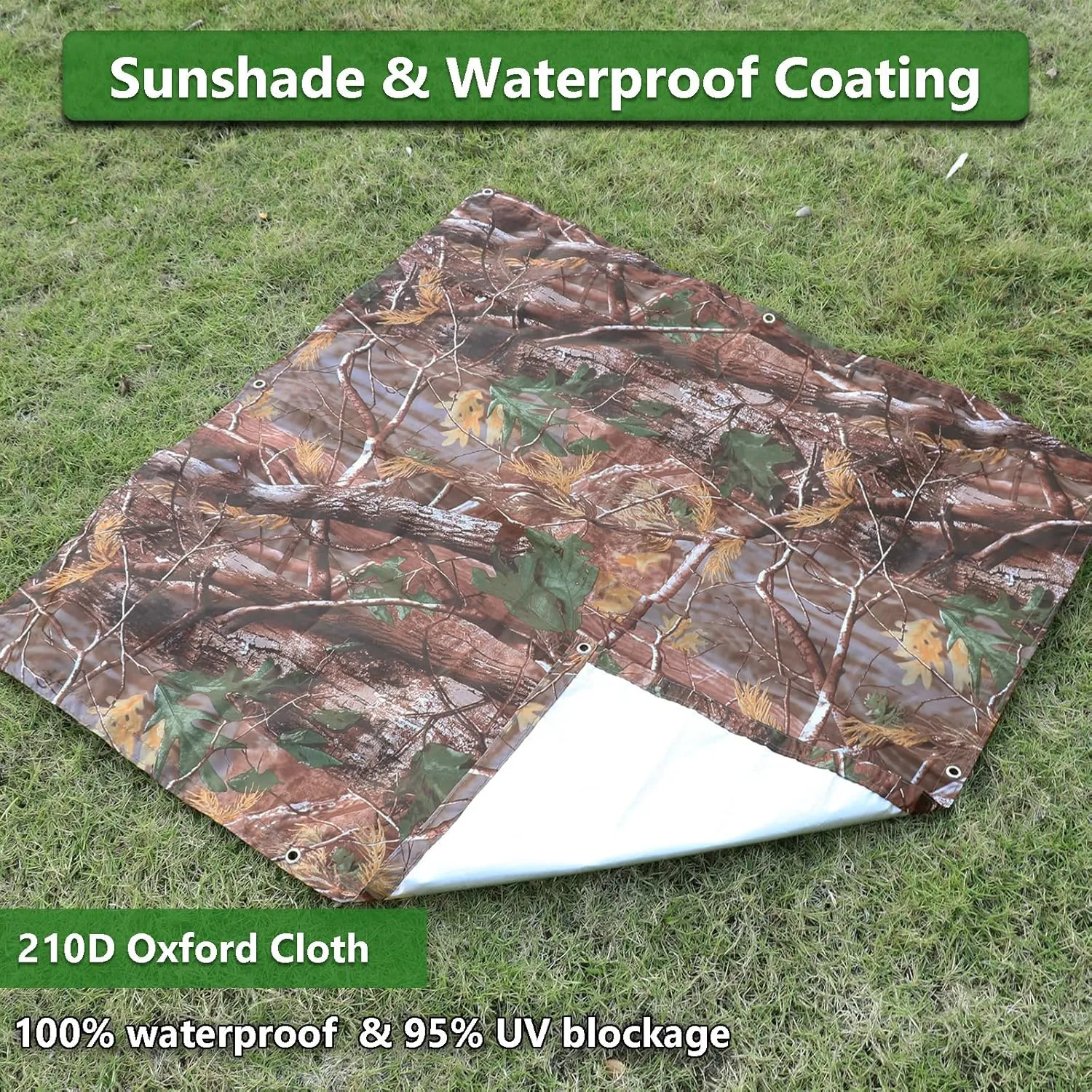 Waterproof Shade Cloth Sun with Grommets 9'9"x13' Shade Sail Sun Camping Tent Awning Tarp Canopy Floor Mat UV Block Sunshade for Backyard Deck Patio Lawn Garden Outdoor