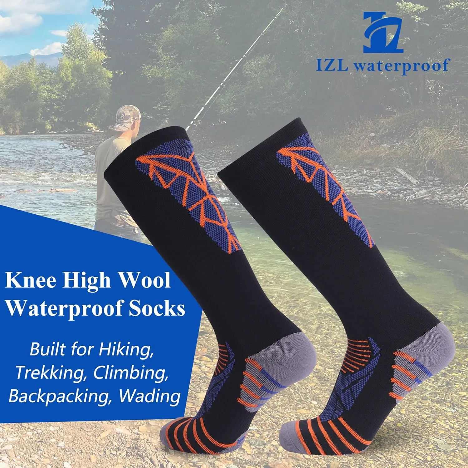 Waterproof Socks for Men Women, Outdoor Sports Breathable Waterproof Socks for Hiking Camping Wading Trekking