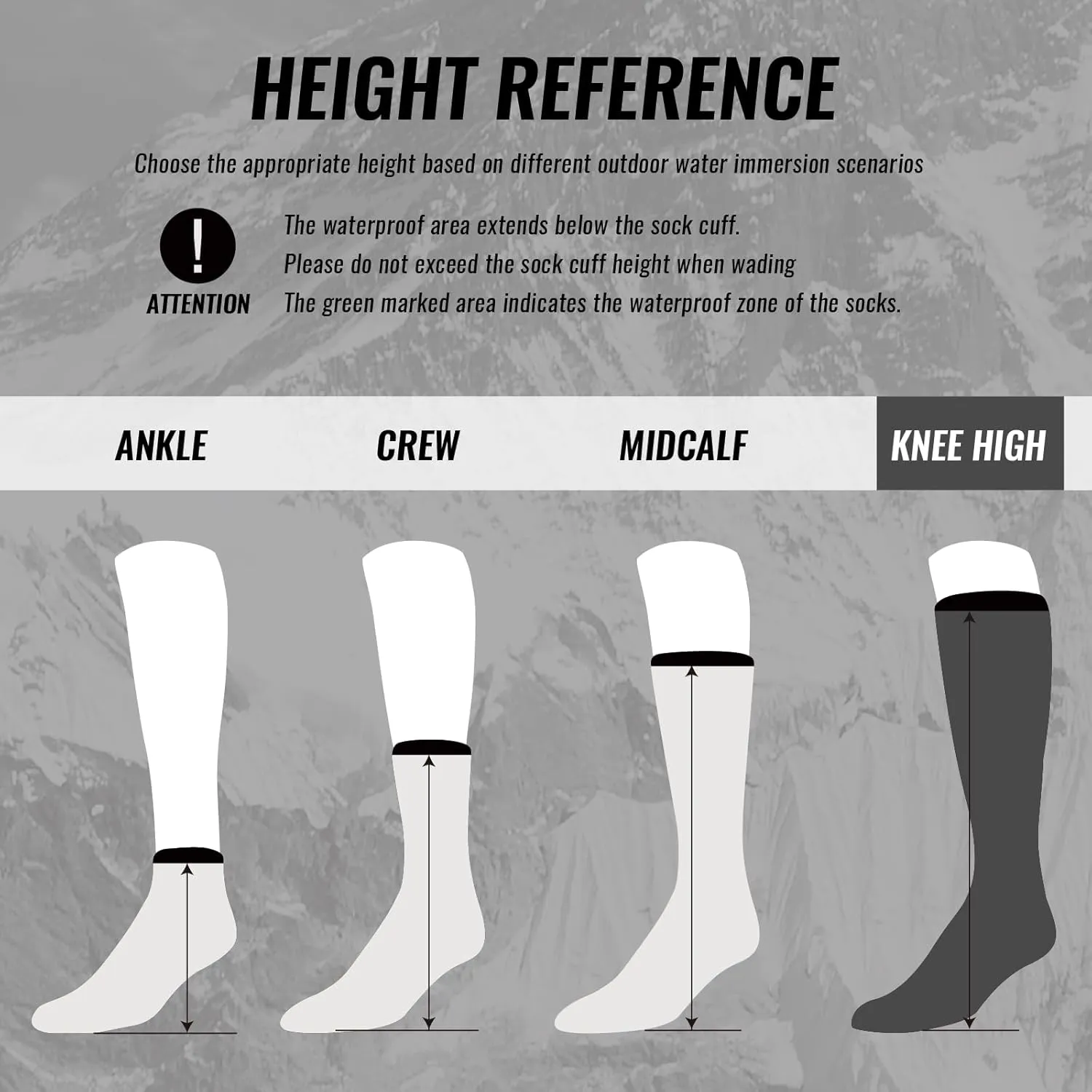 Waterproof Socks Knee High Long Socks,Thermal Ligthweight Breathable,Hiking,Cycling,Running,Skiing