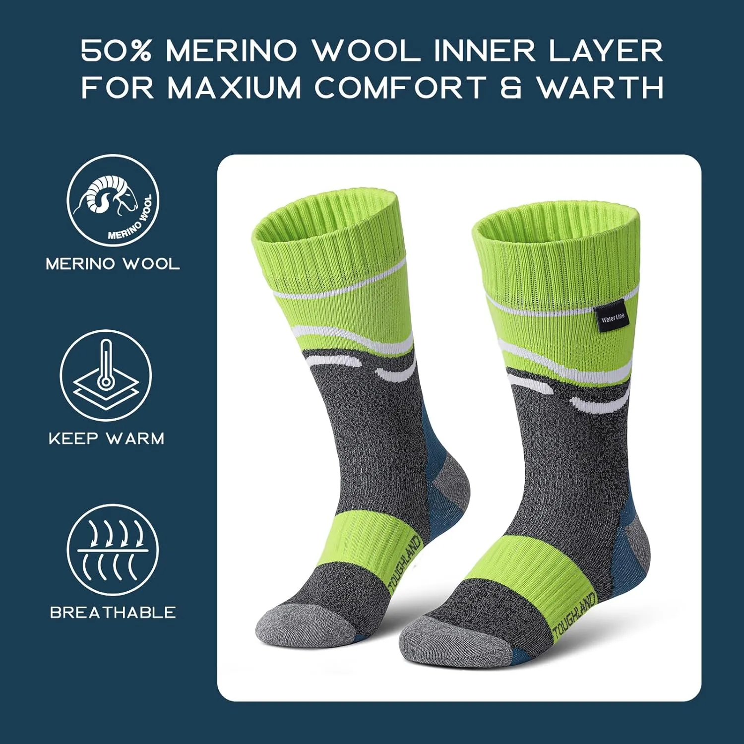 Waterproof Socks, Water Resistant Socks for Women & Men, Fits for Hiking, Cycling, Hunting and Running