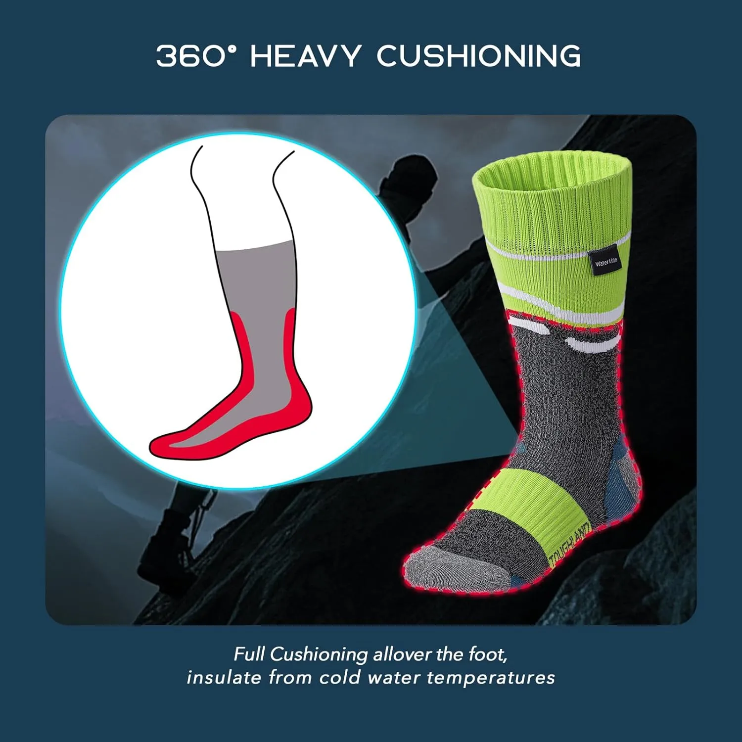 Waterproof Socks, Water Resistant Socks for Women & Men, Fits for Hiking, Cycling, Hunting and Running
