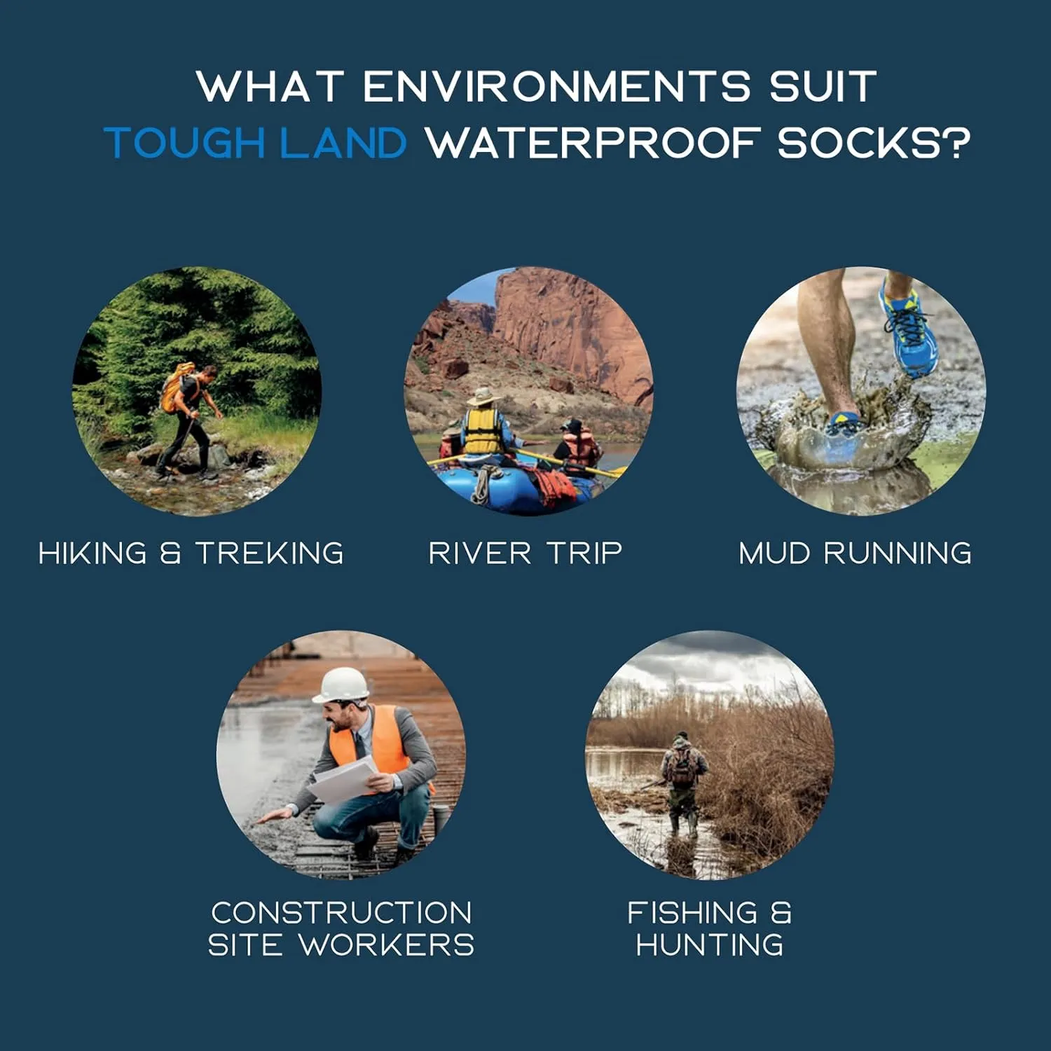 Waterproof Socks, Water Resistant Socks for Women & Men, Fits for Hiking, Cycling, Hunting and Running