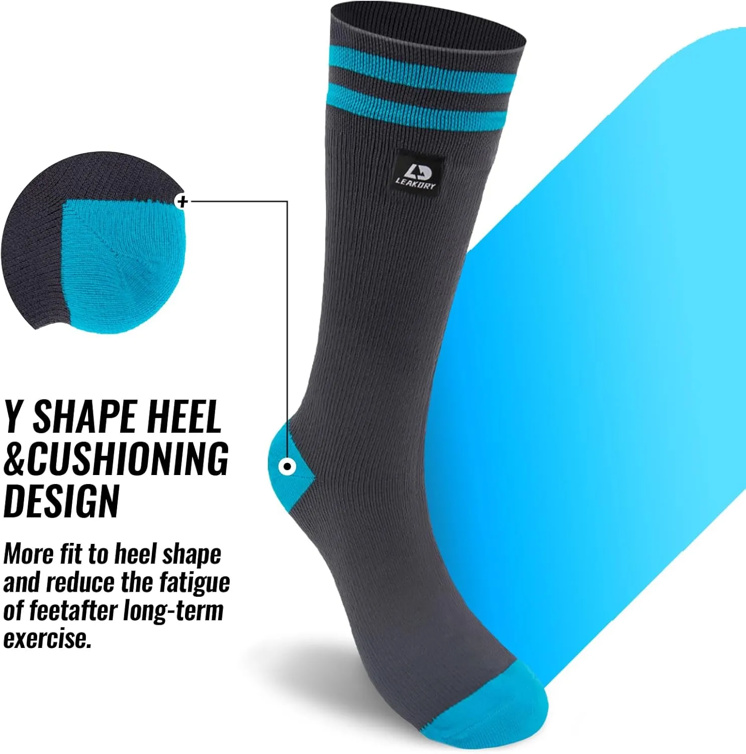 Waterproof Socks,Mid Calf Socks,Merino Wool Thermal Ligthweight Breathable,Hiking,Cycling,Running,Skiing,Fishing