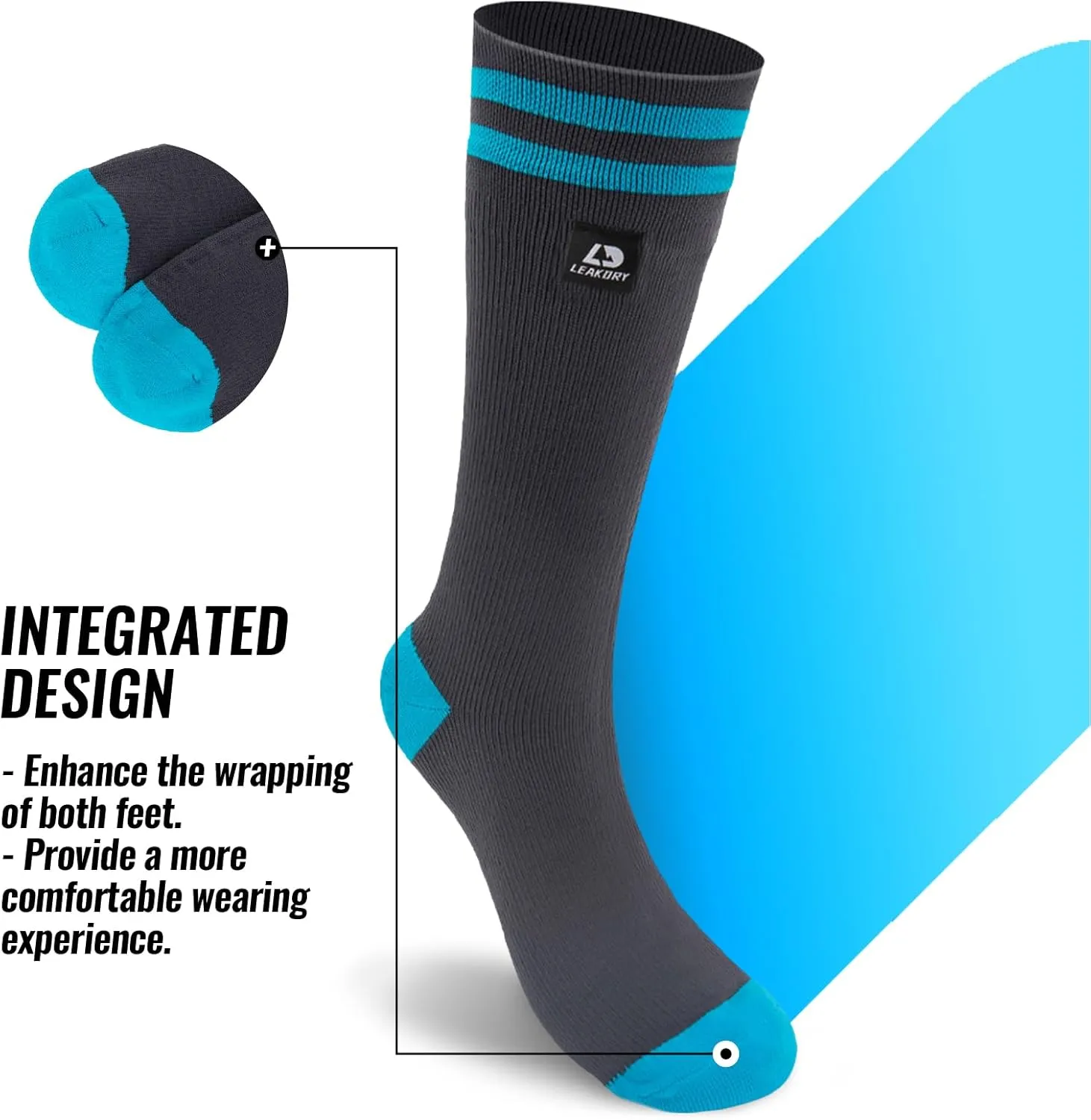 Waterproof Socks,Mid Calf Socks,Merino Wool Thermal Ligthweight Breathable,Hiking,Cycling,Running,Skiing,Fishing