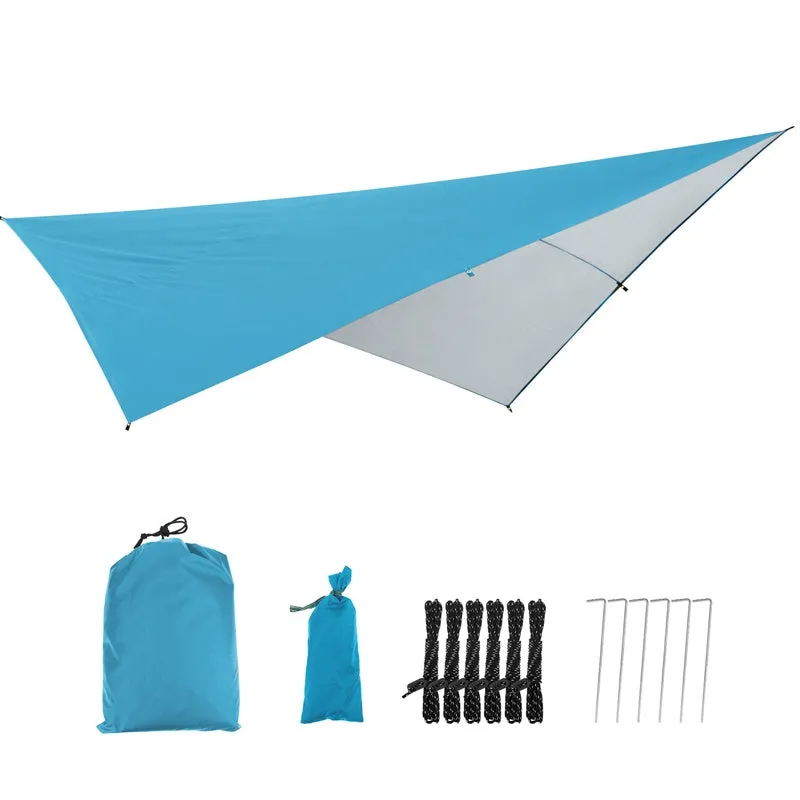 [Waterproof Tarp for Outdoor Adventures] Versatile Waterproof Camping Hammock Tarp - 114"x114" Rain Fly, Sun Shade & Backpacking Shelter with Guy Lines & Stakes - Perfect for Outdoor Adventures