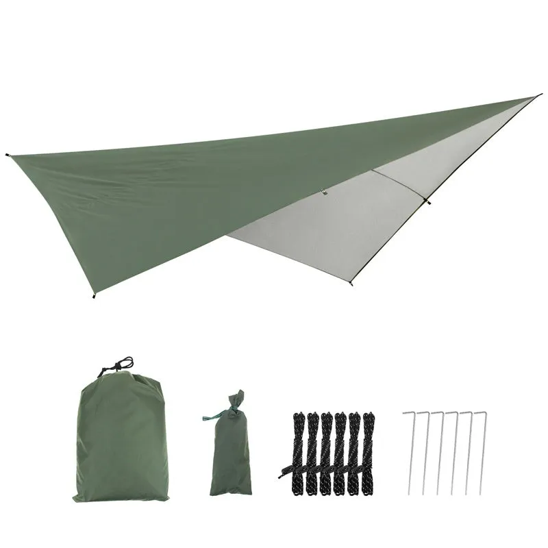 [Waterproof Tarp for Outdoor Adventures] Versatile Waterproof Camping Hammock Tarp - 114"x114" Rain Fly, Sun Shade & Backpacking Shelter with Guy Lines & Stakes - Perfect for Outdoor Adventures