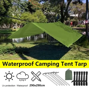 [Waterproof Tarp for Outdoor Adventures] Versatile Waterproof Camping Hammock Tarp - 114"x114" Rain Fly, Sun Shade & Backpacking Shelter with Guy Lines & Stakes - Perfect for Outdoor Adventures