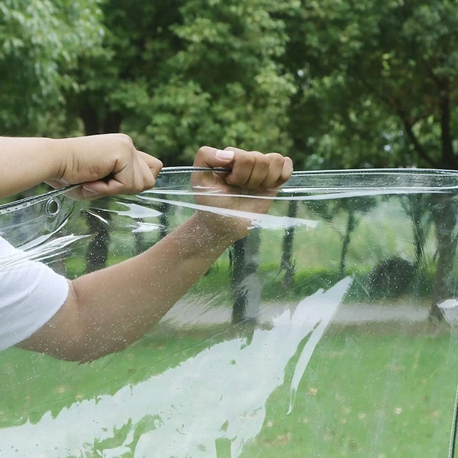 Waterproof Transparent Tarpaulin Outdoor Reinforced Clear Tarp Sheet Cover for Furniture Camping Garden Rainproof Canopy Tent with Grommets, 1.5x1.8m (Size : 1x1.5m)