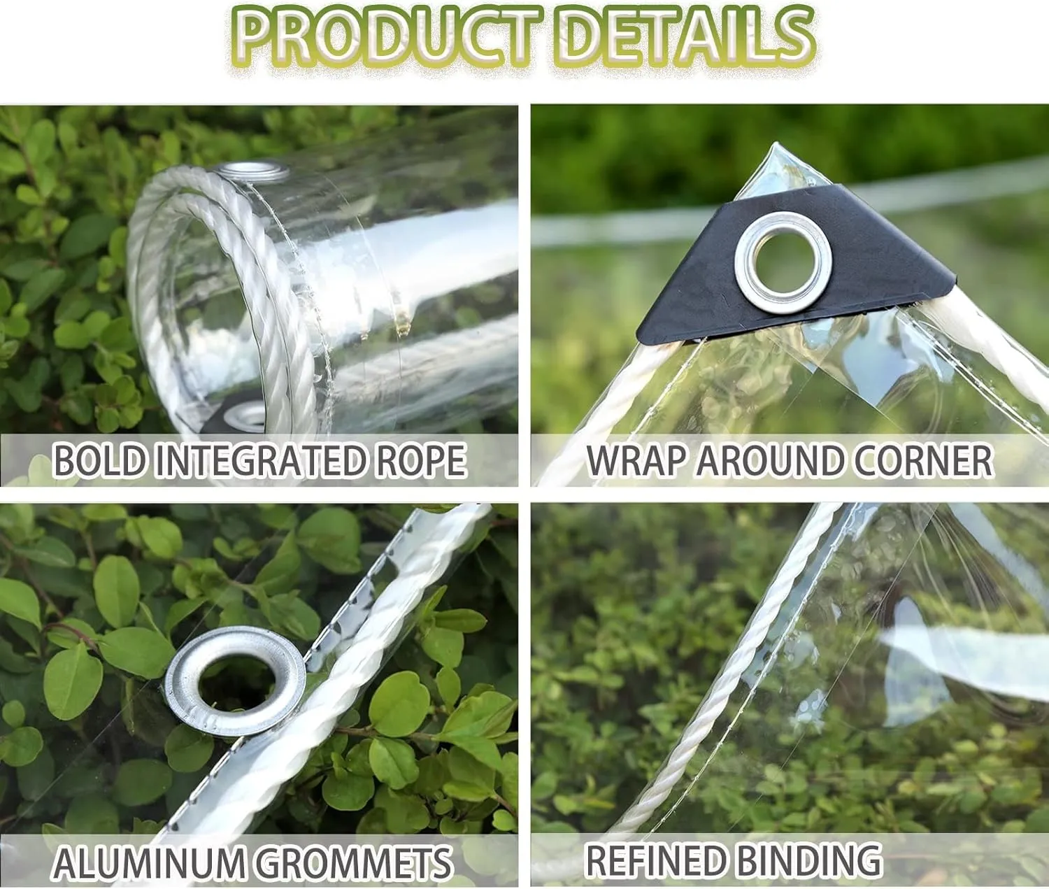 Waterproof Transparent Tarpaulin Outdoor Reinforced Clear Tarp Sheet Cover for Furniture Camping Garden Rainproof Canopy Tent with Grommets, 1.5x1.8m (Size : 1x1.5m)