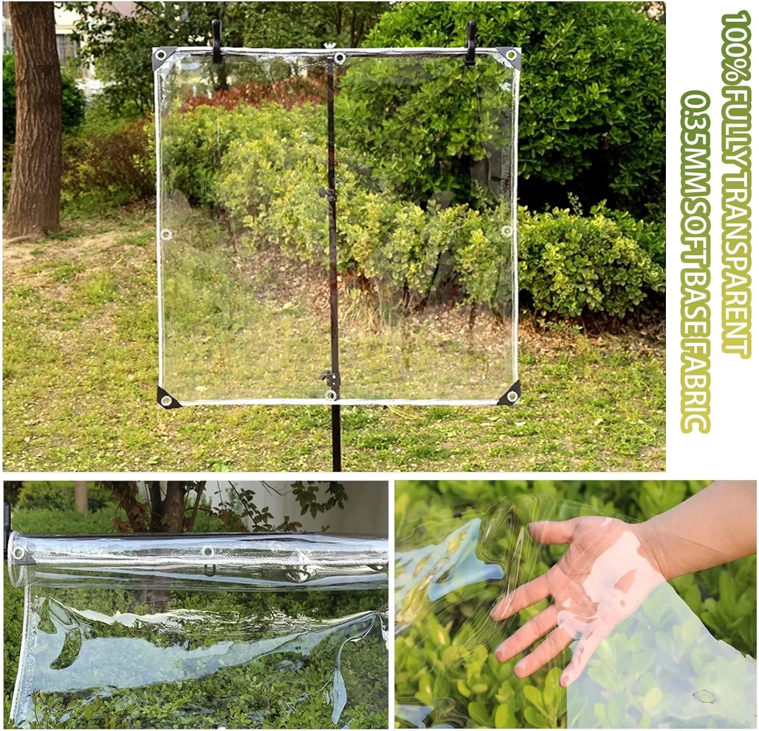 Waterproof Transparent Tarpaulin Outdoor Reinforced Clear Tarp Sheet Cover for Furniture Camping Garden Rainproof Canopy Tent with Grommets, 1.5x1.8m (Size : 1x1.5m)