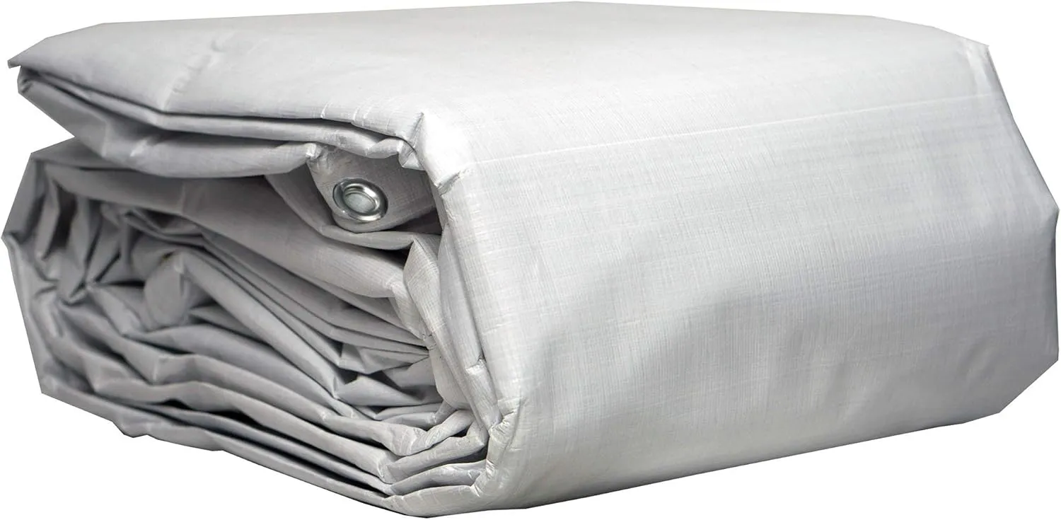 Watershed Innovations 14 Mil HydraTarp Heavy-Duty Waterproof Reversible Tarp, 12 by 40 Feet, White/Brown