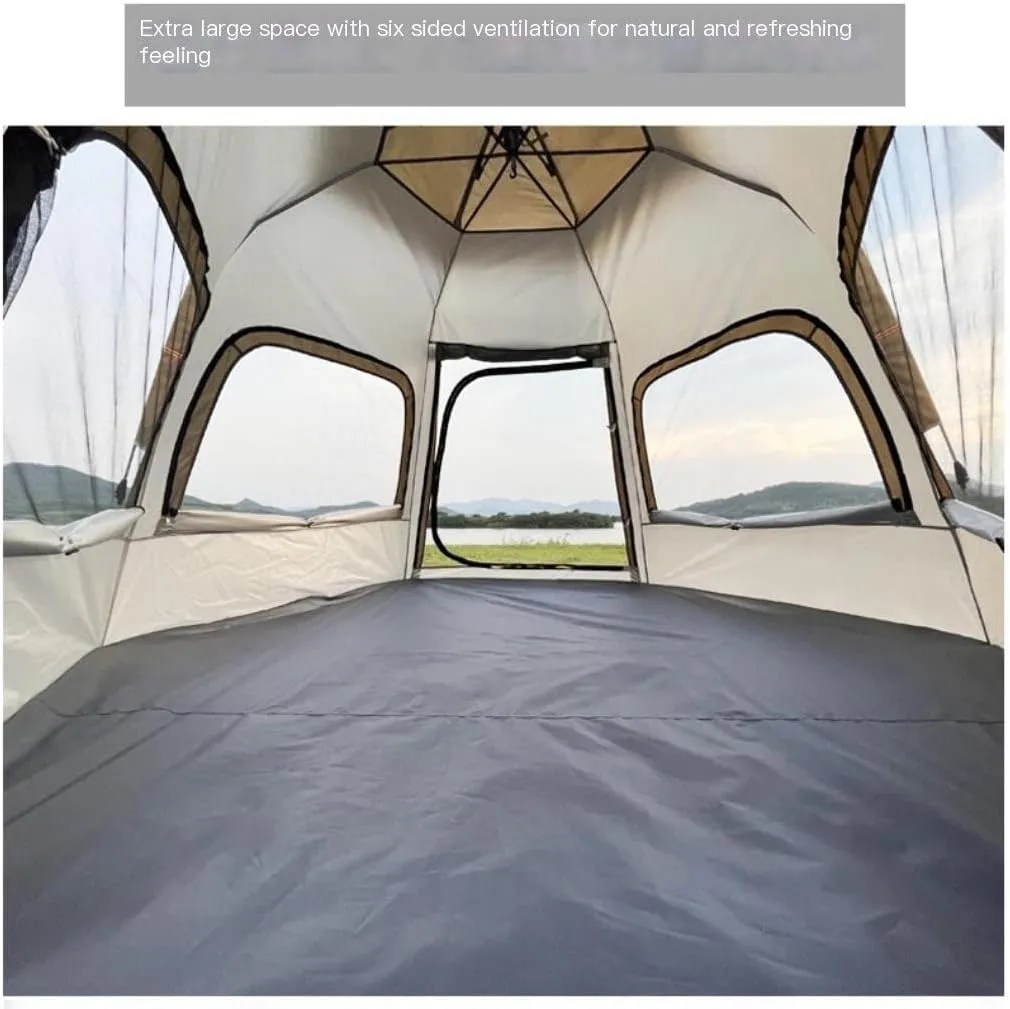 Weatherproof Tents Fully Automatic Quick-Open Camping Tent, Rain-Proof and Mosquito-Proof Hexagonal Tent with Four-Sided Mesh Tent Camping and Hiking Tents