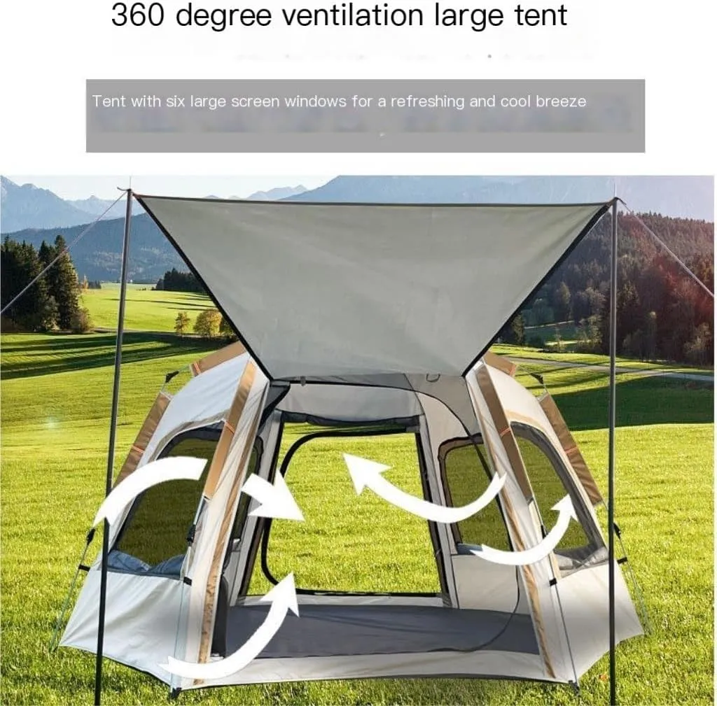 Weatherproof Tents Fully Automatic Quick-Open Camping Tent, Rain-Proof and Mosquito-Proof Hexagonal Tent with Four-Sided Mesh Tent Camping and Hiking Tents
