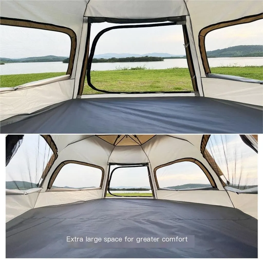 Weatherproof Tents Fully Automatic Quick-Open Camping Tent, Rain-Proof and Mosquito-Proof Hexagonal Tent with Four-Sided Mesh Tent Camping and Hiking Tents