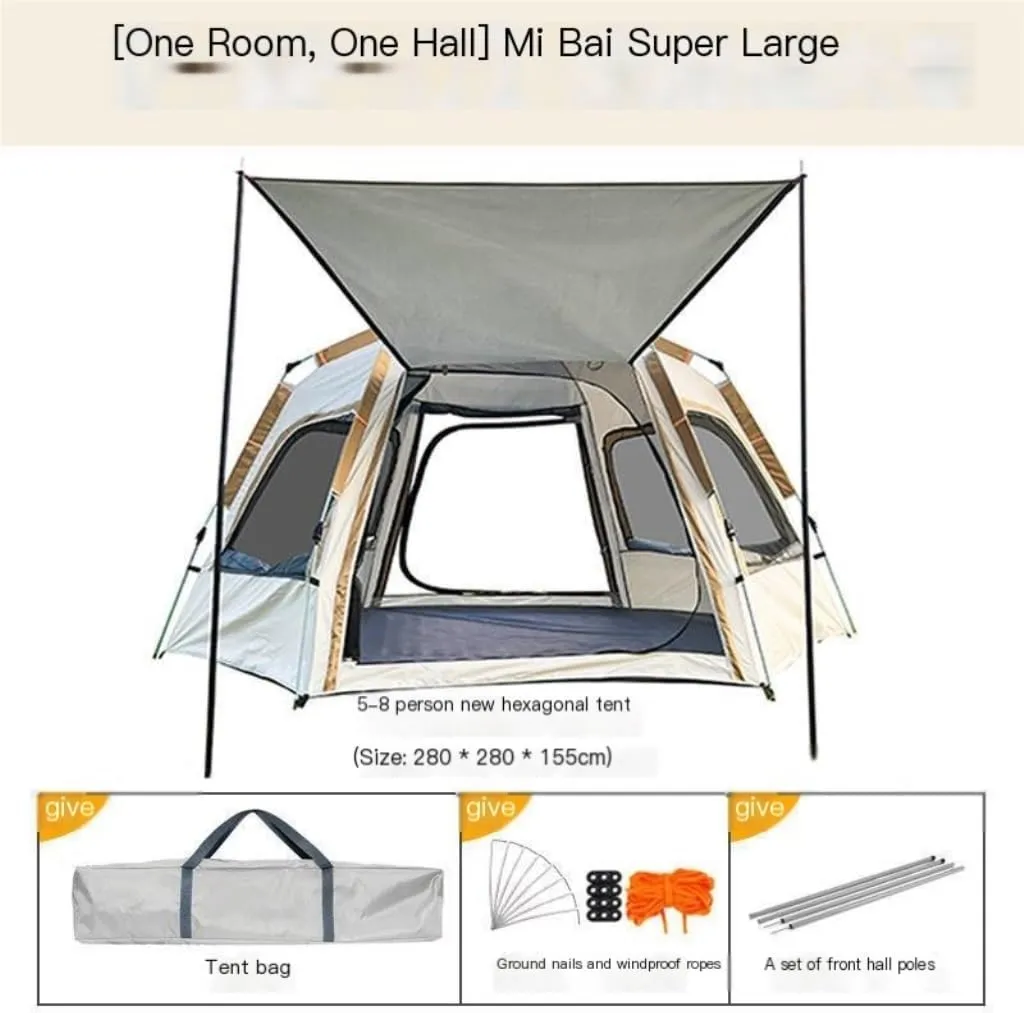 Weatherproof Tents Fully Automatic Quick-Open Camping Tent, Rain-Proof and Mosquito-Proof Hexagonal Tent with Four-Sided Mesh Tent Camping and Hiking Tents