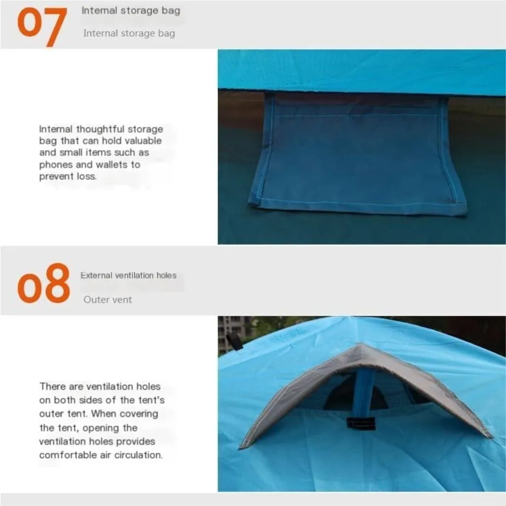 Weatherproof Tents Tent Rainproof Automatic Tent Free of Setup Quick Open Rainproof Single Tent Portable Outdoor Fishing Camping and Hiking Tents