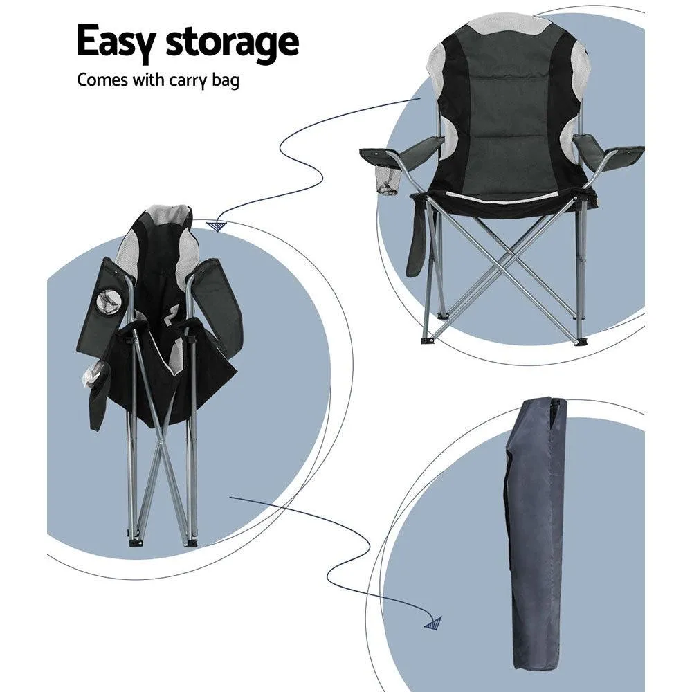 Weisshorn 2X Folding Camping Chairs Arm Chair