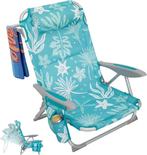 #WEJOY Folding Beach Chair for Adults, 4-Position Aluminum Lightweight Beach Chair, Low Sands Chairs with Shoulder Strap, Cup Holder and Padded Headrest, Supports 265lbs for Lawn