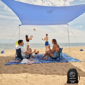WEKAPO Beach Tent Sun Shelter 11 x 11 FT with Beach Blanket 9 x 11 FT