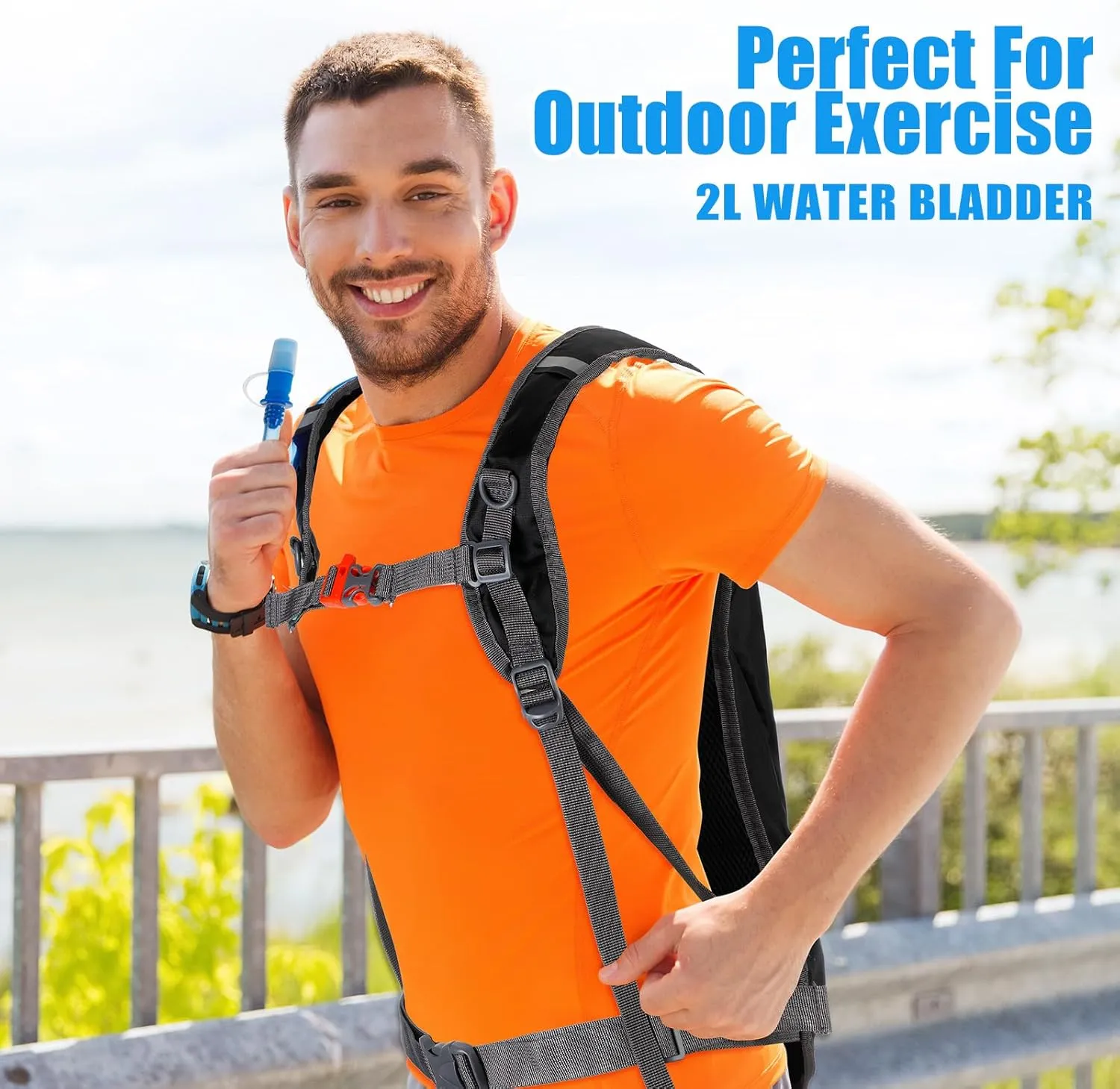 Wesiti 2 Pack Hydration Backpack Pack with 2 Pcs 2L Hydration Bladder Hiking Backpack Bladder for Hiking Cycling Climbing