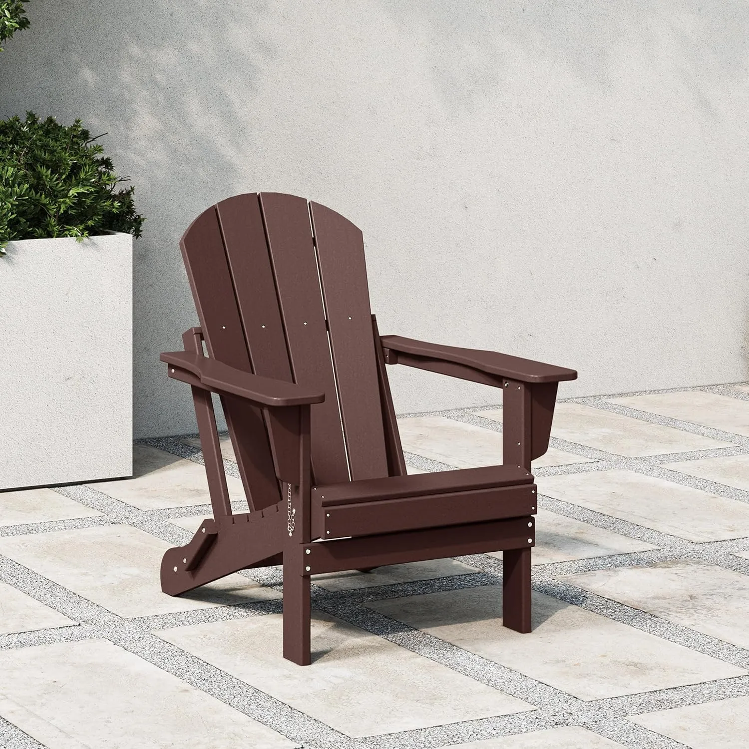 WestinTrends Malibu HDPE Outdoor Patio Folding Poly Adirondack Chair, Dark Brown