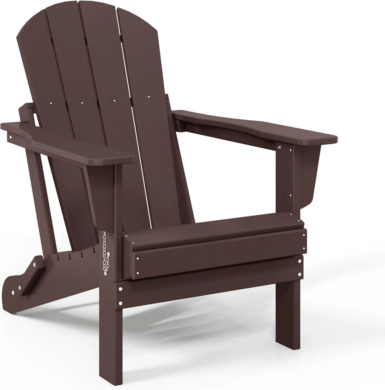 WestinTrends Malibu HDPE Outdoor Patio Folding Poly Adirondack Chair, Dark Brown