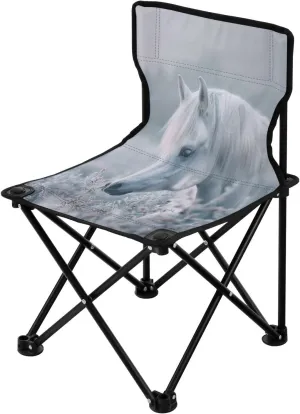White Horse Portable Outdoor Folding Chair Anti-Slip Padded Oxford Cloth Stool Camping Chair Small for Beach Hiking Fishing Gardening Quad Camp Chair