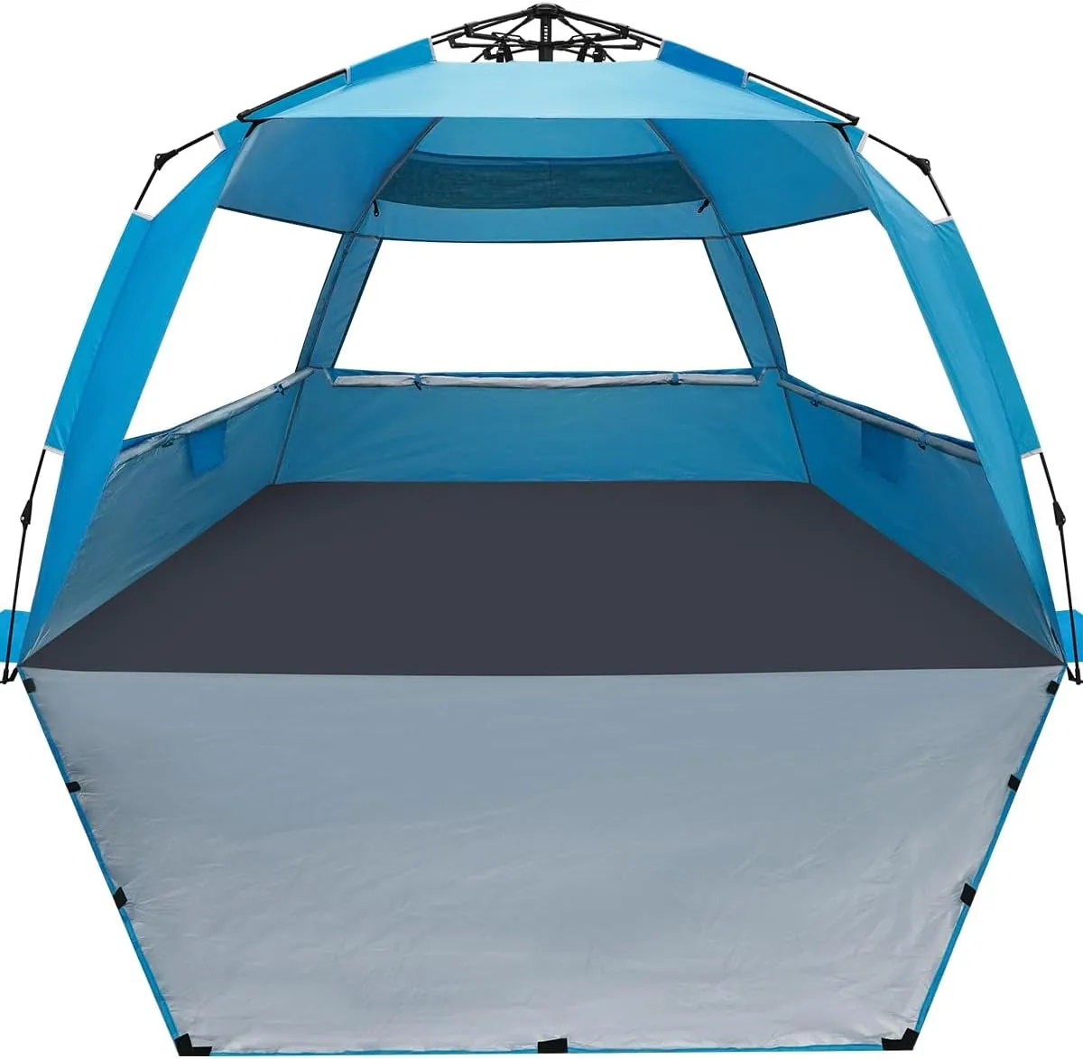 WhiteFang Deluxe Pop Up Beach Tent Sun Shade Shelter for 3-4/5-6 Person, UV Protection, Extendable Floor with 3 Ventilating Windows Plus Carrying Bag, Stakes, and Guy Lines
