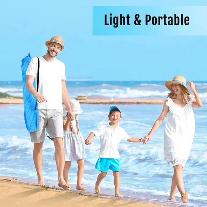 WhiteFang Deluxe XL Pop Up Beach Tent Sun Shade Shelter for 3-4 Person, UV Protection, Extendable Floor with 3 Ventilating Windows Plus Carrying Bag, Stakes, and Guy Lines