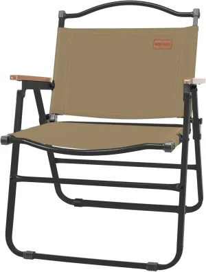 Whitsunday Camping Chairs Foldable Portable Chair Beach Chair Wood Armrest Metal Frame Travel Chair for Outdoor Camping Picnic Brown