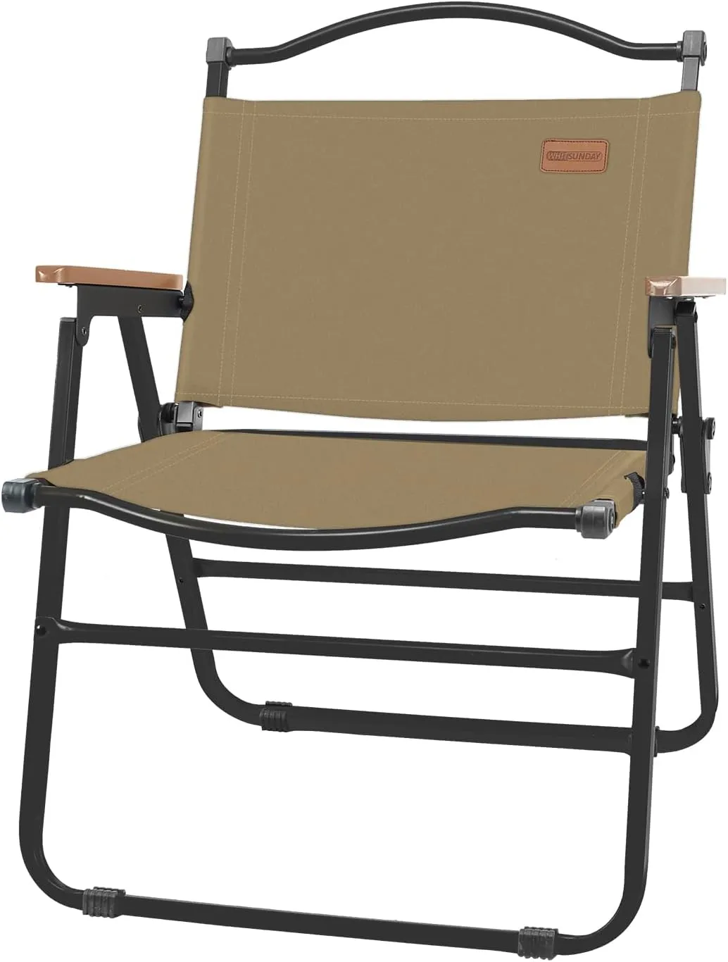 Whitsunday Camping Chairs Foldable Portable Chair Beach Chair Wood Armrest Metal Frame Travel Chair for Outdoor Camping Picnic Brown