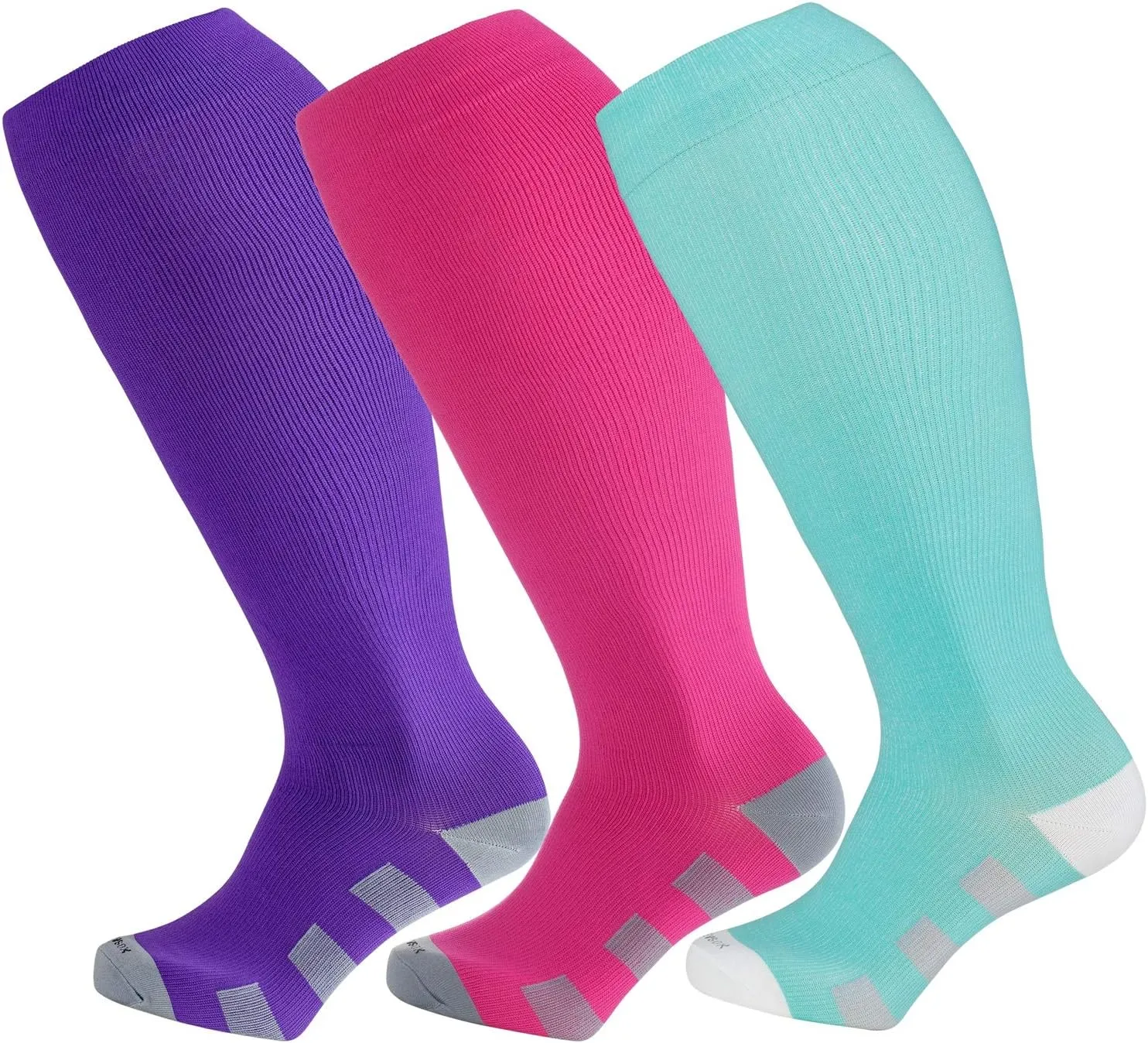 Wide Calf Compression Socks for Women & Men Extra Large Size Support Socks for Nurses Running Pregnant Travel, 15-20 mmHg