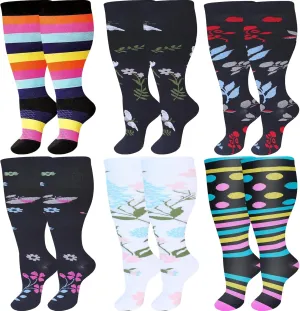 Wide Calf Compression Socks for Women Men,Large Plus Size Compression Socks Support for Nurse Pregnant