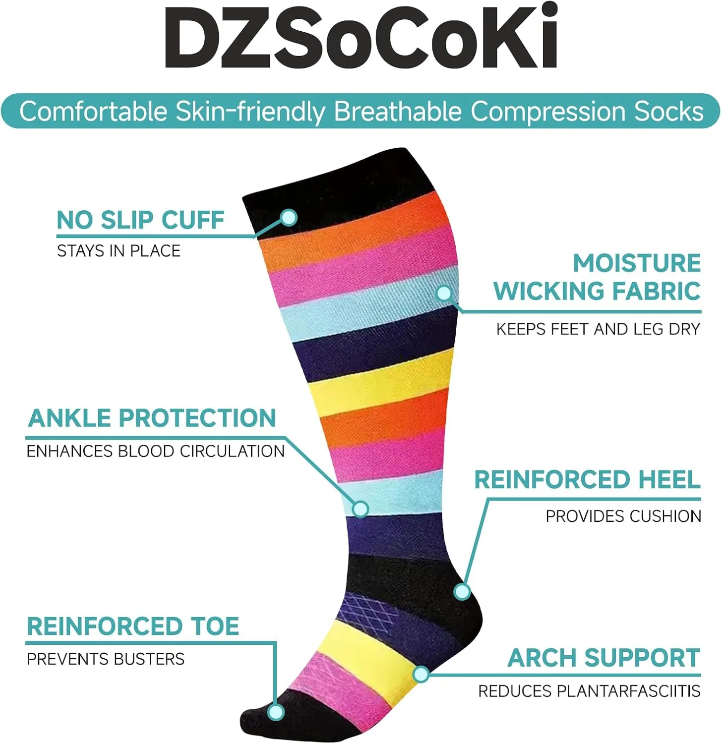 Wide Calf Compression Socks for Women Men,Large Plus Size Compression Socks Support for Nurse Pregnant