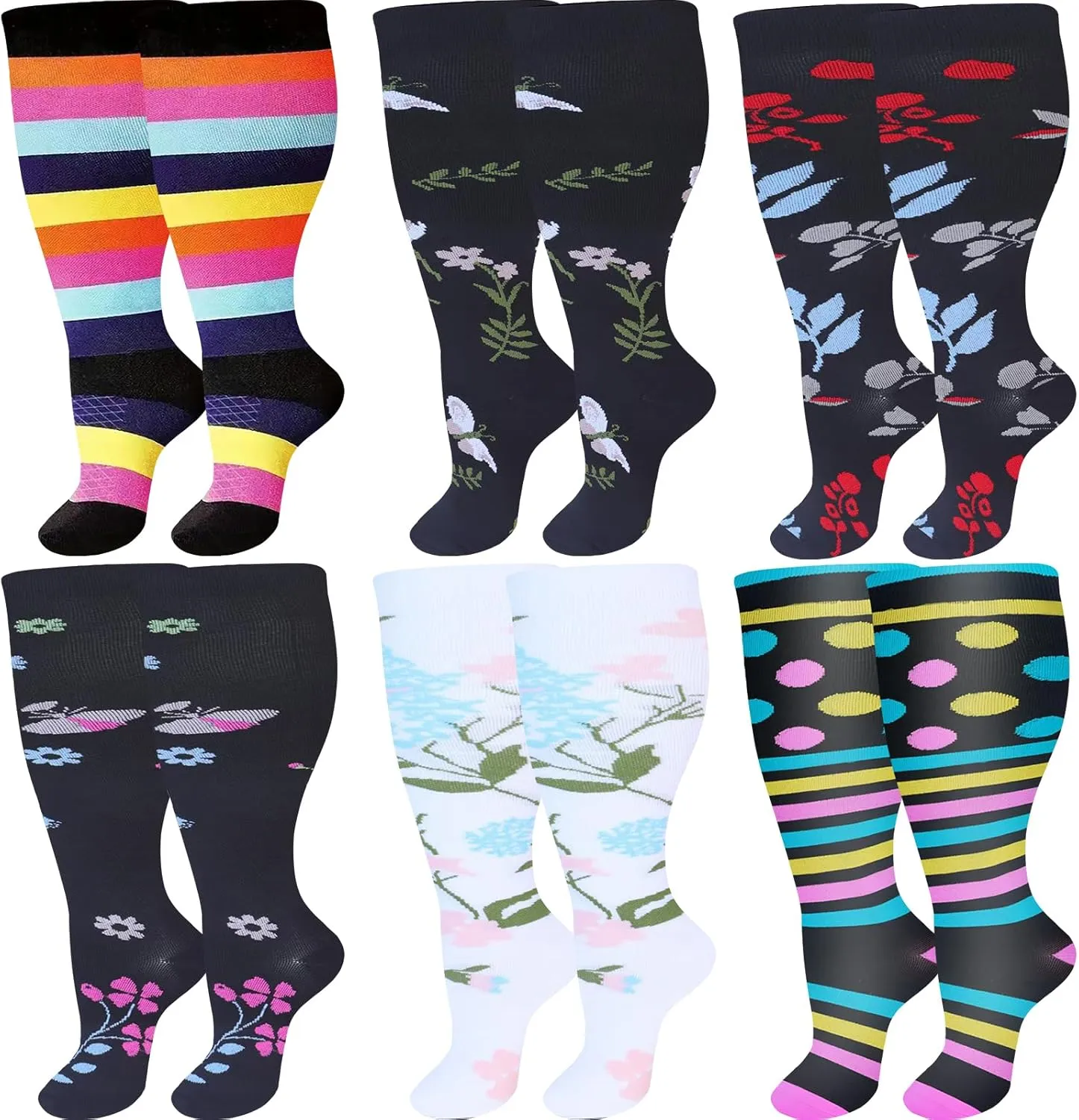 Wide Calf Compression Socks for Women Men,Large Plus Size Compression Socks Support for Nurse Pregnant