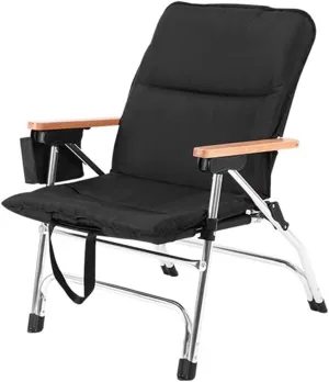 WIGSELBL Portable Fishing Chair Lightweight Camping Chairs with Reclining Backrest,Heavy Duty Folding Outdoor Chair Lawn Chairs for Lawn,Sports and Fishing(Black)