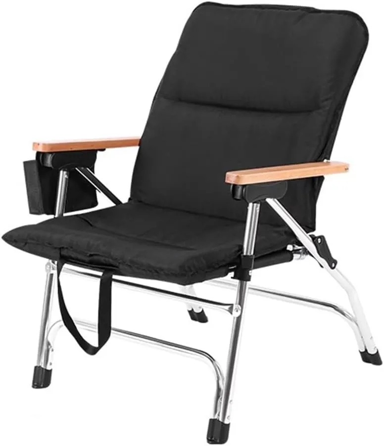 WIGSELBL Portable Fishing Chair Lightweight Camping Chairs with Reclining Backrest,Heavy Duty Folding Outdoor Chair Lawn Chairs for Lawn,Sports and Fishing(Black)
