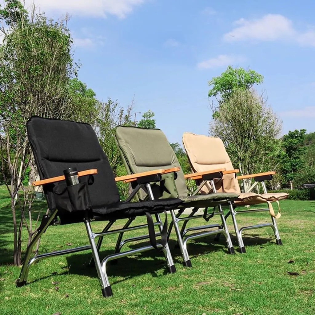 WIGSELBL Portable Fishing Chair Lightweight Camping Chairs with Reclining Backrest,Heavy Duty Folding Outdoor Chair Lawn Chairs for Lawn,Sports and Fishing(Black)