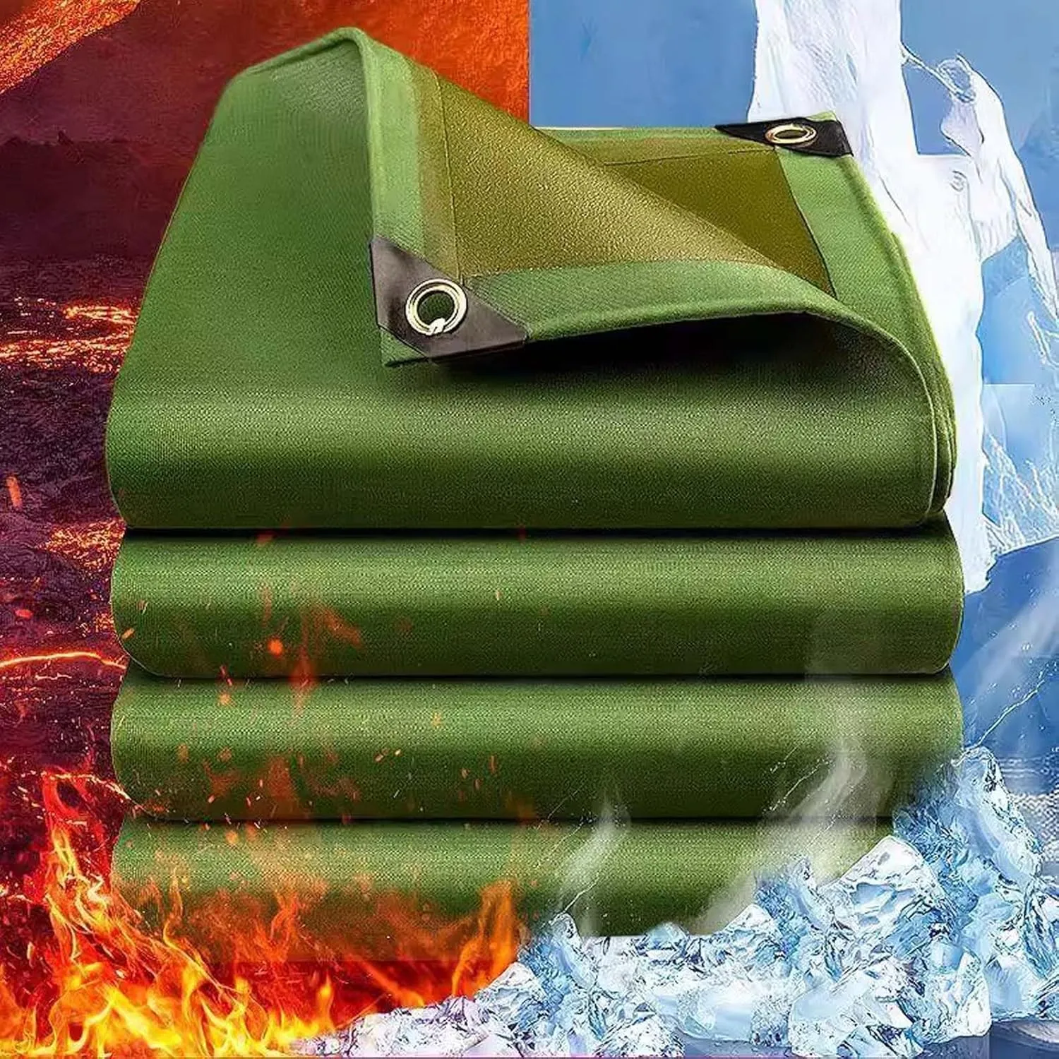 Windproof Tarpaulin Waterproof 13.1x32.8ft, Tarpaulin Sheet with Eyelets, Thick PVC Waterproof Tarpaulin, Rip and Tear Proof, for Groundsheet, Dog Shed, Greenhouse