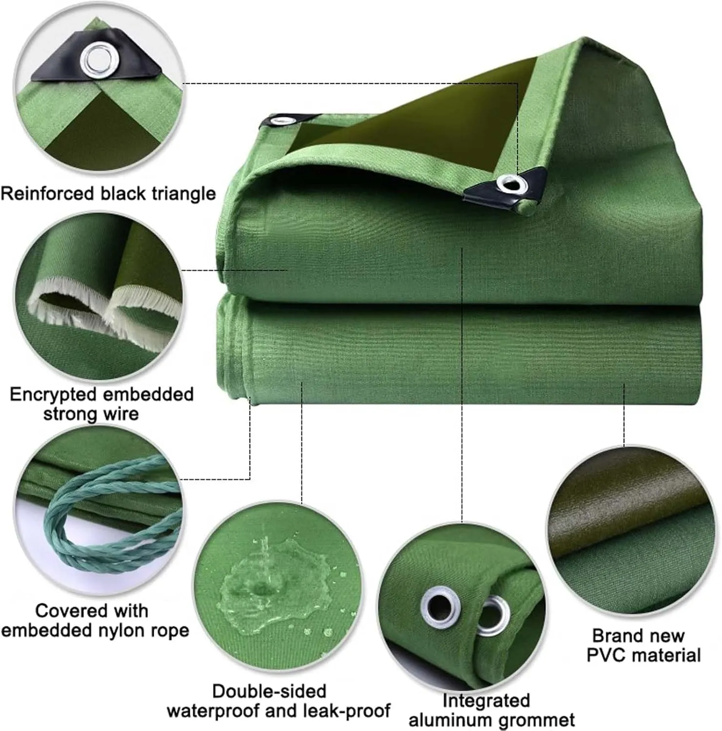 Windproof Tarpaulin Waterproof 13.1x32.8ft, Tarpaulin Sheet with Eyelets, Thick PVC Waterproof Tarpaulin, Rip and Tear Proof, for Groundsheet, Dog Shed, Greenhouse