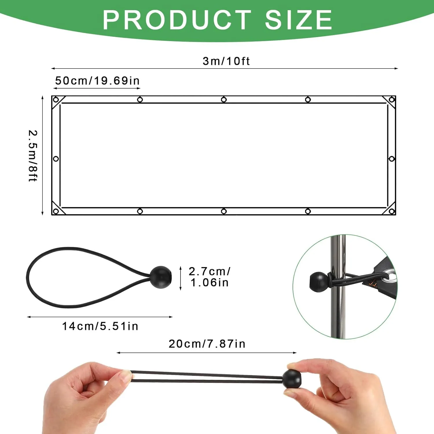 Windyun 2 Pack Heavy Duty Clear Tarps with Reinforced Edge Plastic Tarp Waterproof Plastic Cover Greenhouse Patio with 16 Elastic Rope and 2 Nylon Rope for Garden Furniture(8 x 10 ft)