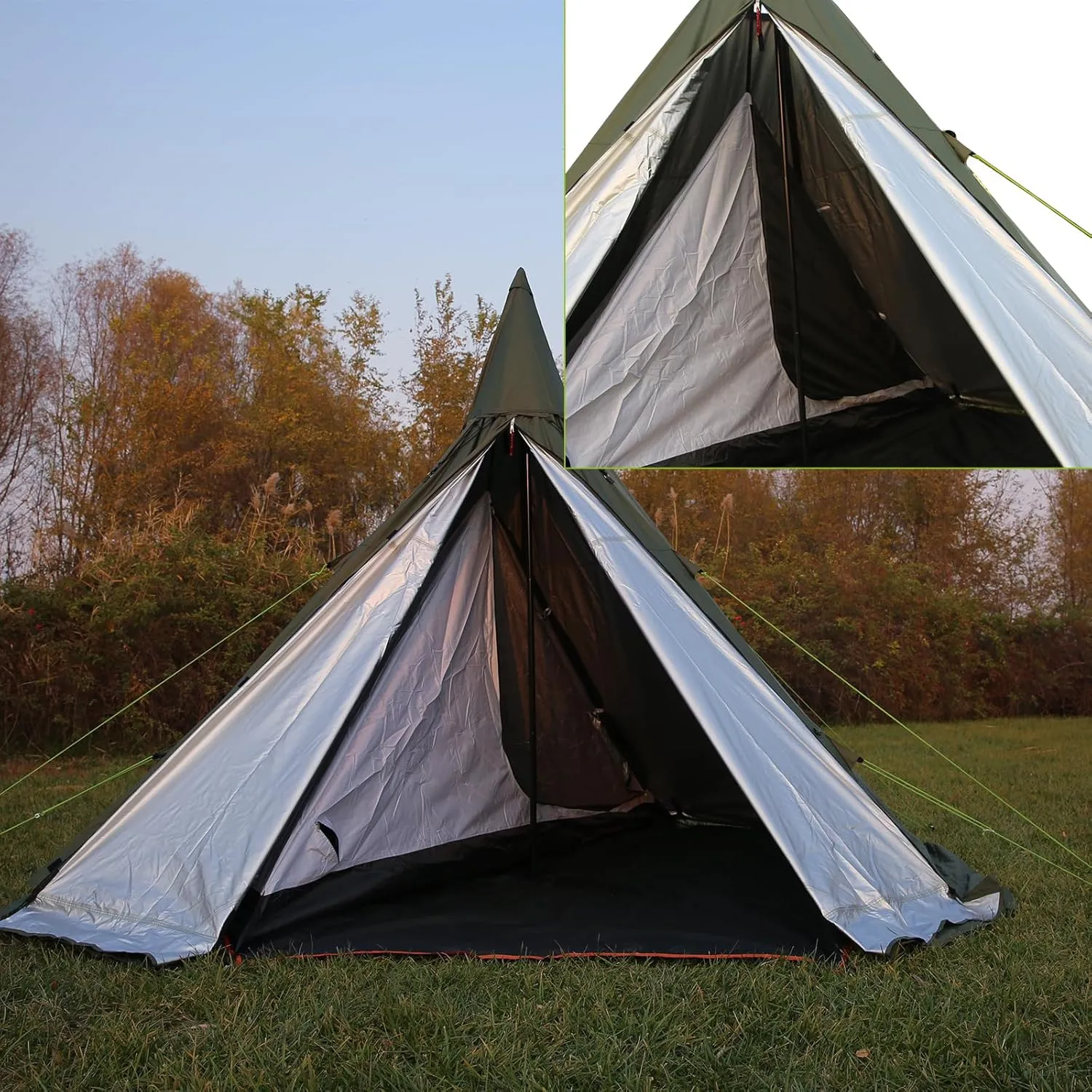 WINTENT 4 Season Waterproof Teepee Tent Yurt with Stove Jack for Adult Camping Hiking, Height 7.8FT/240CM